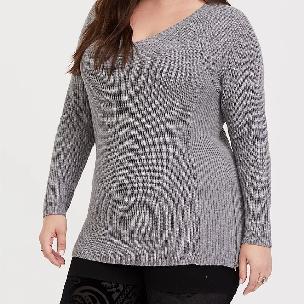Torrid Ribbed Pullover Side Zipper Sweater 1X